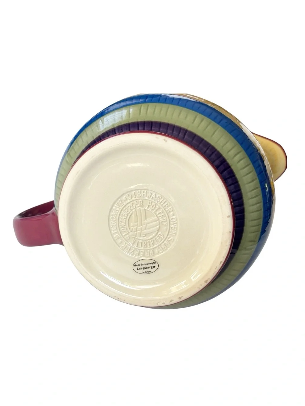 Longaberger Bright Multi Color Collection 80 ounce Pitcher